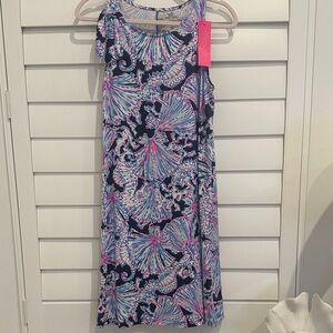 Lilly Pulitzer Navy and Pink Midi Dress